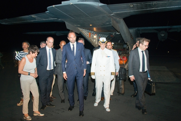 Arrivée d'Edouard Philippe à l'aéroport Grand Case de Saint-Martin, le 5 novembre 2017