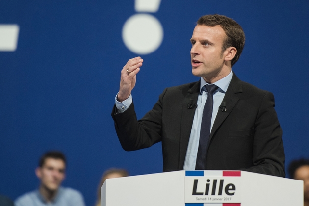 Emmanuel Macron en meeting pour la présidentielle le 14 janvier 2017 à Lille