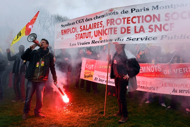Manifestation contre la réforme de la SNCF, le 9a vril 2018 à Paris