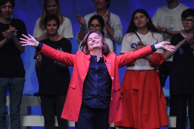 Nathalie Loiseau, tête de liste LREM aux européennes,  lors d'un meeting de fin de campagne à La Mutualité, le 24 mai 2019 à Paris