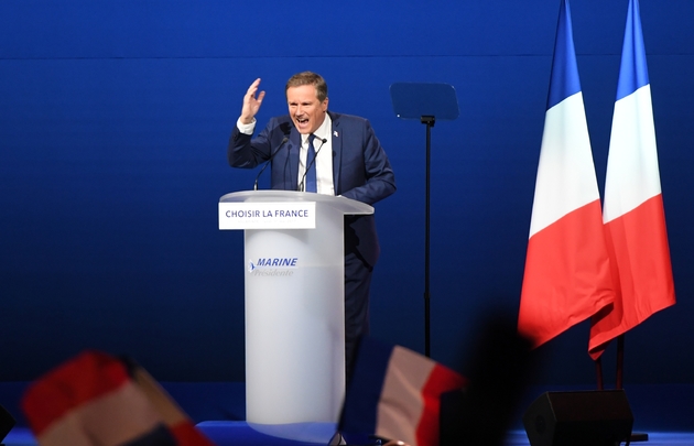 Nicolas Dupont-Aignan au Parc des Expositions de Villepinte, le 1er mai 2017