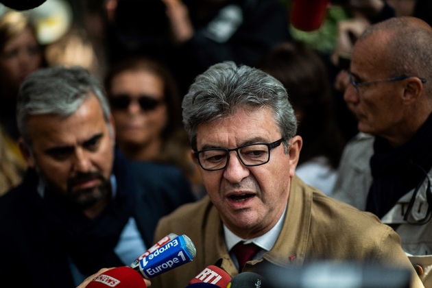 Jean-Luc Mélenchon s'exprime devant la presse le 20 septembre 2019 à Bobigny après avoir comparu devant la justice