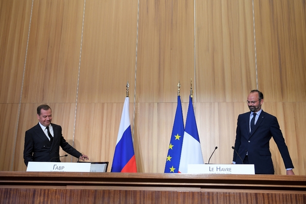 Dmitri Medvedev et Edouard Philippe au Havre, le 24 juin 2019