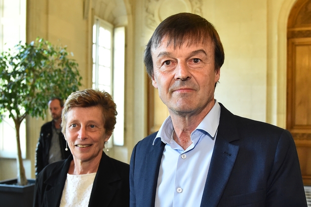 Le ministre Nicolas Hulot et la préfete Nicole Klein à l'issue d'une rencontre avec des Zadiste le 18 avril 2018 à Nantes