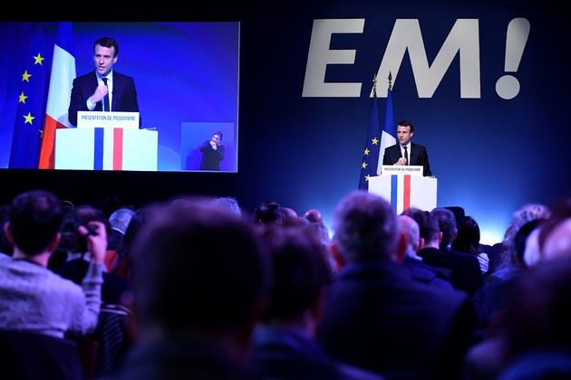Emmanuel Macron, président du mouvement En Marche !, lors de la présentation de son programme le 1er mars 2017 à Paris