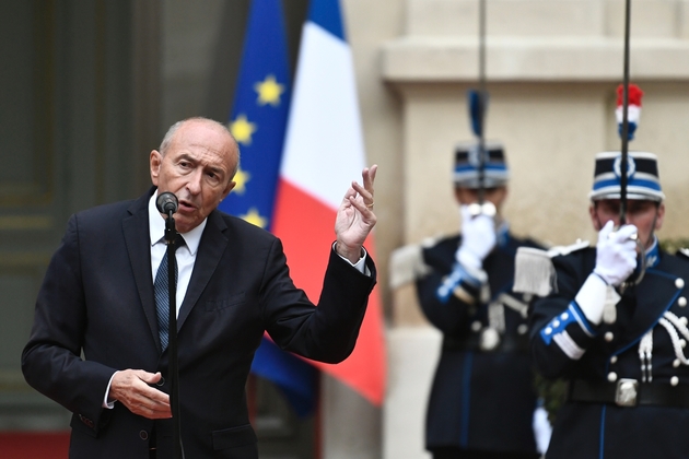 Gérard Collomb, le 3 octobre 2018 à l'Hôtel de Beauvau, à Paris, après sa démission du gouvernement