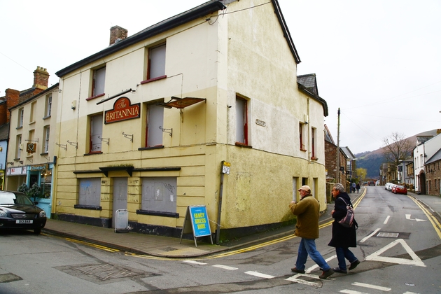 Dans le centre-ville d'Abergavenny, au pays de Galles, le 1er mars 2017