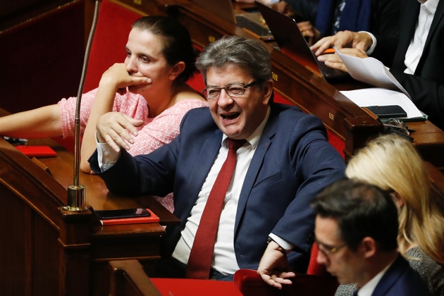 Le leader de la France insoumise (LFI) Jean-Luc Mélenchon lors de la défense du budget gouvernemental à l'Assemblée Nationale, le 17 octobre 2017 
