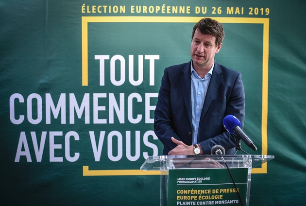 Yannick Jadot, tête de liste EELV pour les Européennes, lors d'une conférence de presse au siège de son parti à Paris, le 17 mai 2019