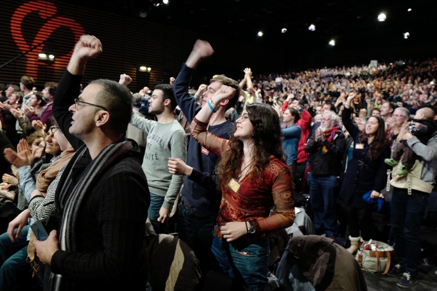 Des sympathisants de Jean-Luc Mélenchon lors de son meeting, le 5 février 2017 à Chassieu, près de Lyon