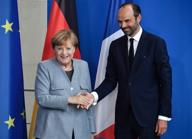 La chancelière allemande Angela Merkel et le Premier ministre français Edouard Philippe à Berlin, le 15 septembre 2017.