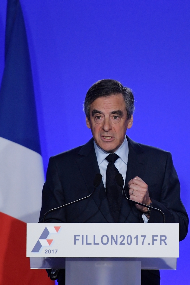 François Fillon à son QG de campagne le 1er mars 2017 à Paris 
