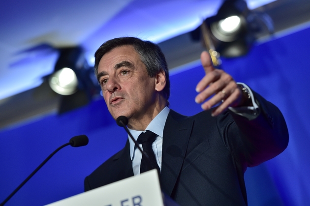 François Fillon lors de la conférence de presse au cours de laquelle il a présenté son programme, le 13 mars 2017 à Paris 