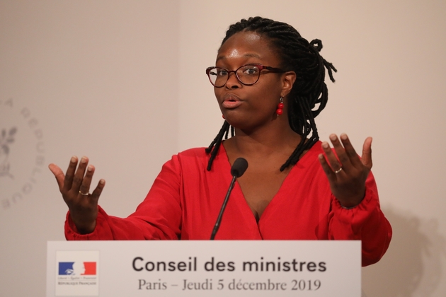 La porte-parole du gouvernement Sibeth Ndiaye, lors du compte-rendu du Conseil des ministres le 5 décembre 2019 à l'Elysée