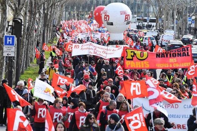 La manifestation des fonctionnaires à l'appel de FO, à Paris le 7 février 2019