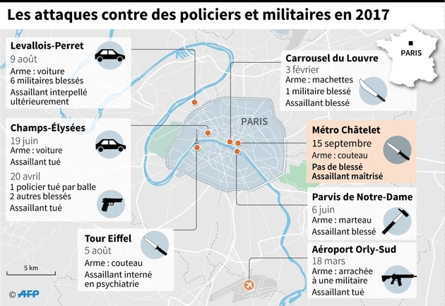 Les attaques contre des policiers et militaires en 2017