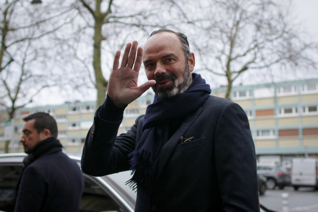 Le Premier ministre Édouard Philippe, candidat tête de liste aux élections municipales au Havre, dans les rues de cette ville le 1er février 2020