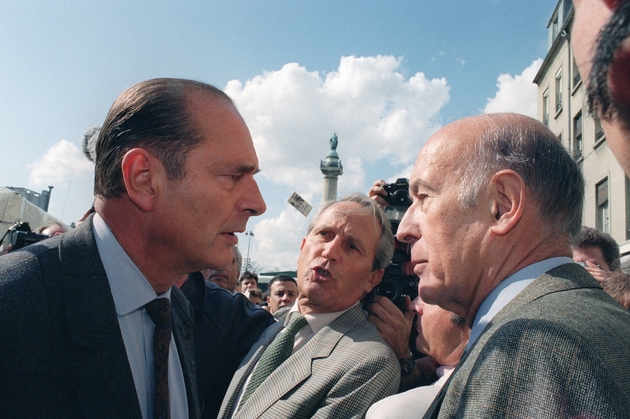 Jacques Chirac et Valéry Giscard d'Estaing, le 29 septembre 1991 lors d'un rassemblement d'agriculteurs