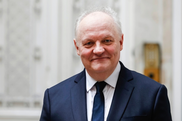 Le candidat souverainiste François Asselineau après sa conférence de presse à Paris, le 10 mars 2017