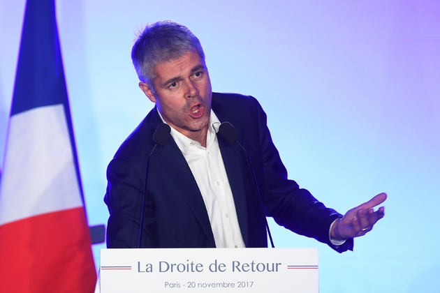 Le président du parti Les Republicains (LR) Laurent Wauquiez prononce un discours le 20 novembre 2017 à Paris