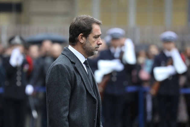 Le ministre de l'Intérieur Christophe Castaner lors de la cérémonie d'hommage aux policiers tués à la préfecture de police, le 8 octobre 2019 à Paris