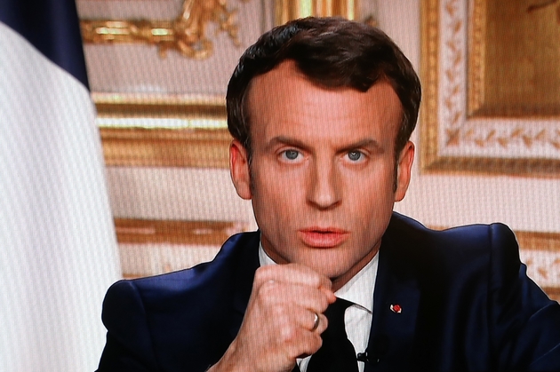 Le président Macron lors de son allocution télévisée le 16 mars 2020 à Paris