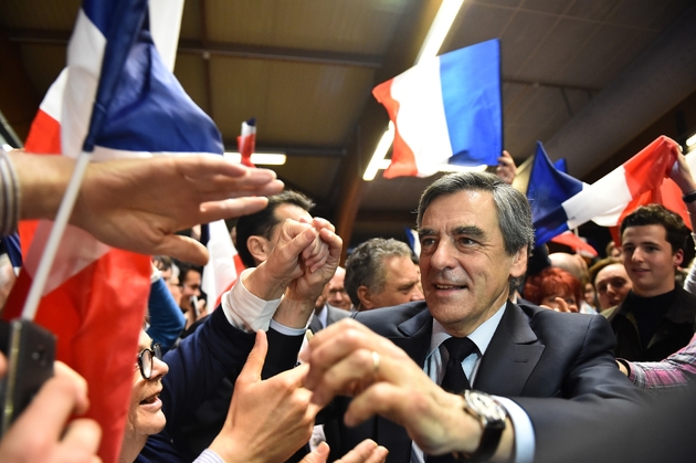 François Fillon le candidat de LR le 30 mars 2017 à Quimper en Bretagne dans le nord-ouest de la France