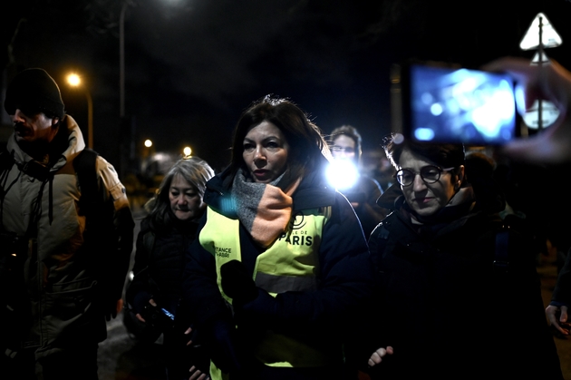  Anne Hidalgo sur le campement de la Porte d'Aubervilliers, le 28 janvier 2020