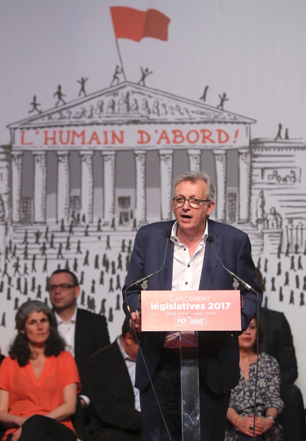 Pierre Laurent, secrétaire national du parti communiste, lors du lancement de la campagne de son parti pour les législatives, le 11 mai 2017 à Paris 