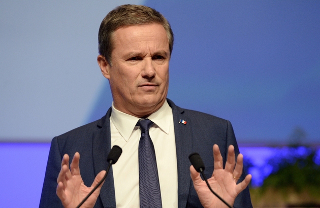 Nicolas Dupont-Aignan, candidat Debout la France à la présidentielle, le 30 mars 2017 lors de son 