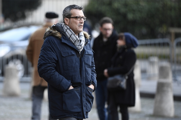 Edouard Martin à la sortie des obsèques de François Chérèque célébrées à l'église Saint-Sulpice le 5 janvier 2017 à Paris