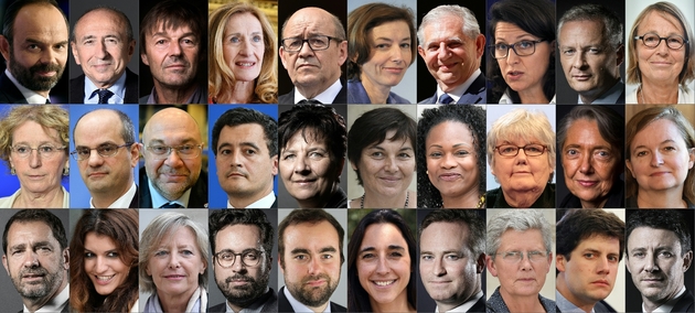 Emmanuel Macron et Edouard Philippe ont formé mercredi un gouvernement étoffé, après la cascade de démissions enregistrées depuis lundi, avec 30 membres contre 23 dans l'équipe précédente, une parité stricte (15 hommes/15 femmes) et une majorité (17)