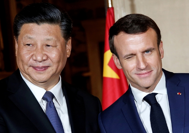 Emmanuel Macron et Xi Jinping à leur arrivée à la villa Kérylos