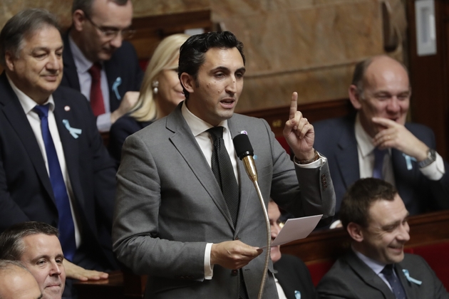 Le député LR Julien Aubert à l'Assemblée nationale à Paris, le 3 avril 2018