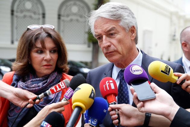 Nathalie Goulet (UDI) sénatrice de l'Orne et André Reichardt (LR) sénateur du Bas-Rhin, respectivement rapporteure et corapporteur d'une mission du Sénat sur l'organisation de l'islam en France en 2016, à Paris, le 29 août 2016