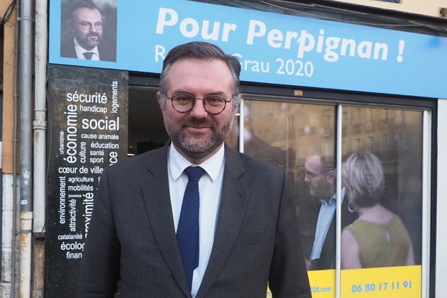 Le candidat LREM aux municipales, Romain Grau, le 27 janvier 2020 à Perpignan