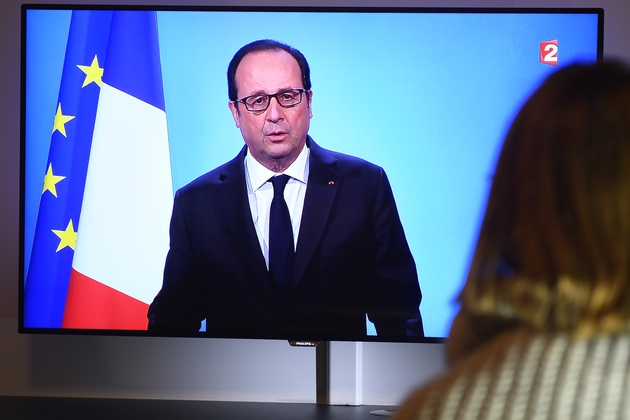 Le Président François Hollande annonce à la télévision le 1er décembre 2016 qu'il ne briguera pas un second mandat
