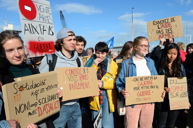 Rassemblement sur le port du Havre contre les ventes d'armes à l'Arabie Saoudite, le 9 mai 2019