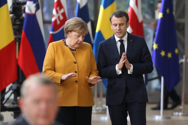 Le président français Emmanuel Macron et la chancelière allemande Angela Merkel à Bruxelles, le 22 mars 2019.
