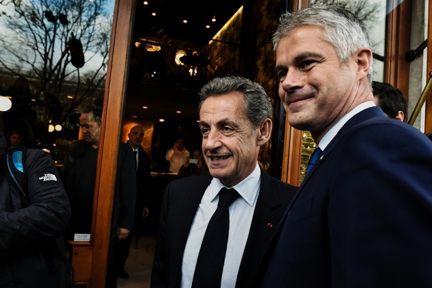 Nicolas Sarkozy et le vice-président des Républicains, Laurent Wauquiez (d), le 8 décembre 2017 à Lyon
