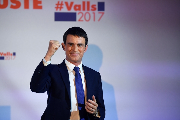 Manuel Valls, arrivé 2e du premier tour de la primaire élargie du PS, le 22 janvier 2017 à Paris