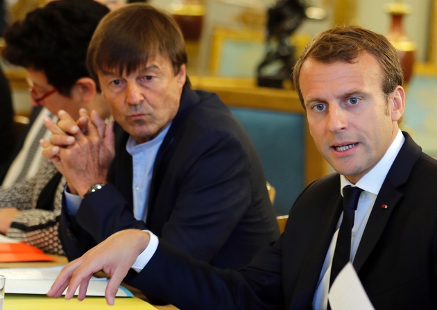Le président Emmanuel Macron et Nicolas Hulot, ministre de la Transition écologique et solidaire reçoivent 14 ONG actives dans les domaines de l'environnement à l'Élysée, le 5 septembre 2017