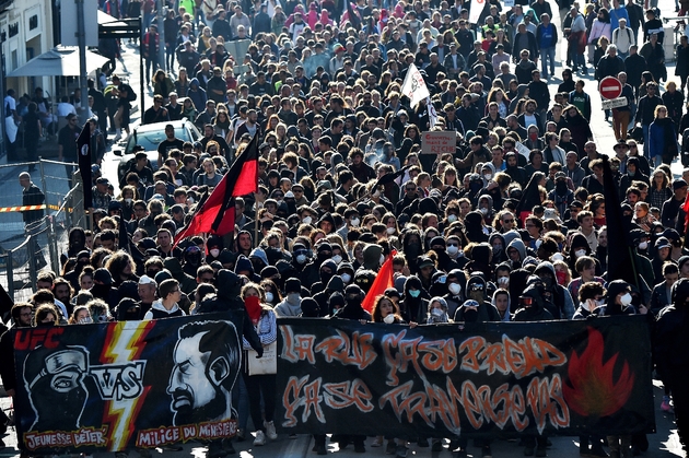 Manifestation contre la politique sociale du président Macron à Nantes le 9 octobre 2018