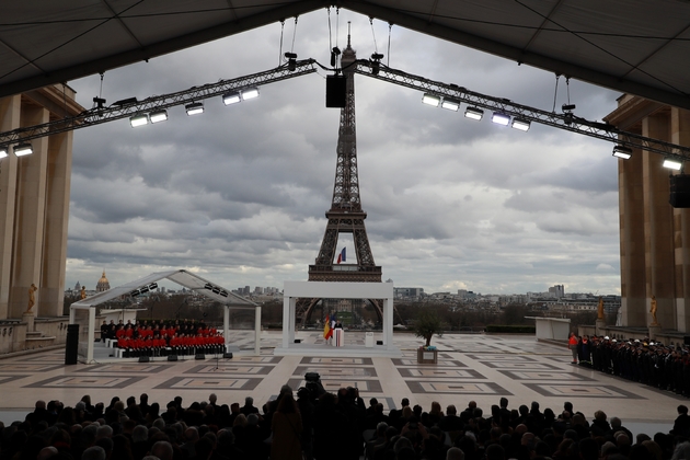 Le président Emmanuel Macron s'exprime le 11 mars 2020 lors de la première Journée nationale d'hommage aux victimes du terrorisme