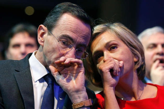 Le président du groupe LR au Sénat Bruno Retailleau et la présidente de la région Ile-de-France Valérie Pécresse lors du Conseil national des Républicains à Paris, le 27 janvier 2018