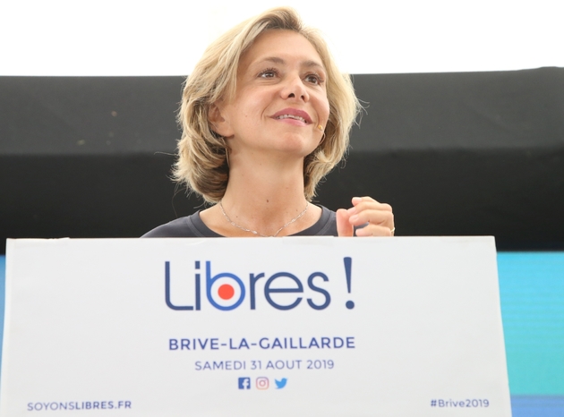 La présidente du conseil régional d'Ile-de-France Valérie Pecresse le 31 août 2019 à Brive (Corrèze) devant les sympathisants de son mouvement 