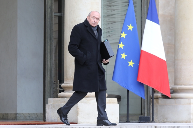 Le ministre français de l'Intérieur Gérard Collomb à Maris, le 14 février 2018