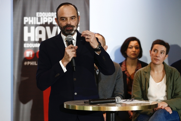 Edouard Philippe Premier ministre et candidat à la mairie du Havre présente son programme au Havre, le 14 février 2020   