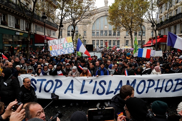 Manifestation contre l'islamophobie devant la gare du Nord à Paris, le 10 novembre 2019