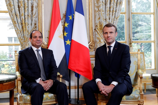 Emmanuel Macron au côté du président égyptien Abdel Fattah al-Sissi, à l'Elysée, le 24 octobre 2017